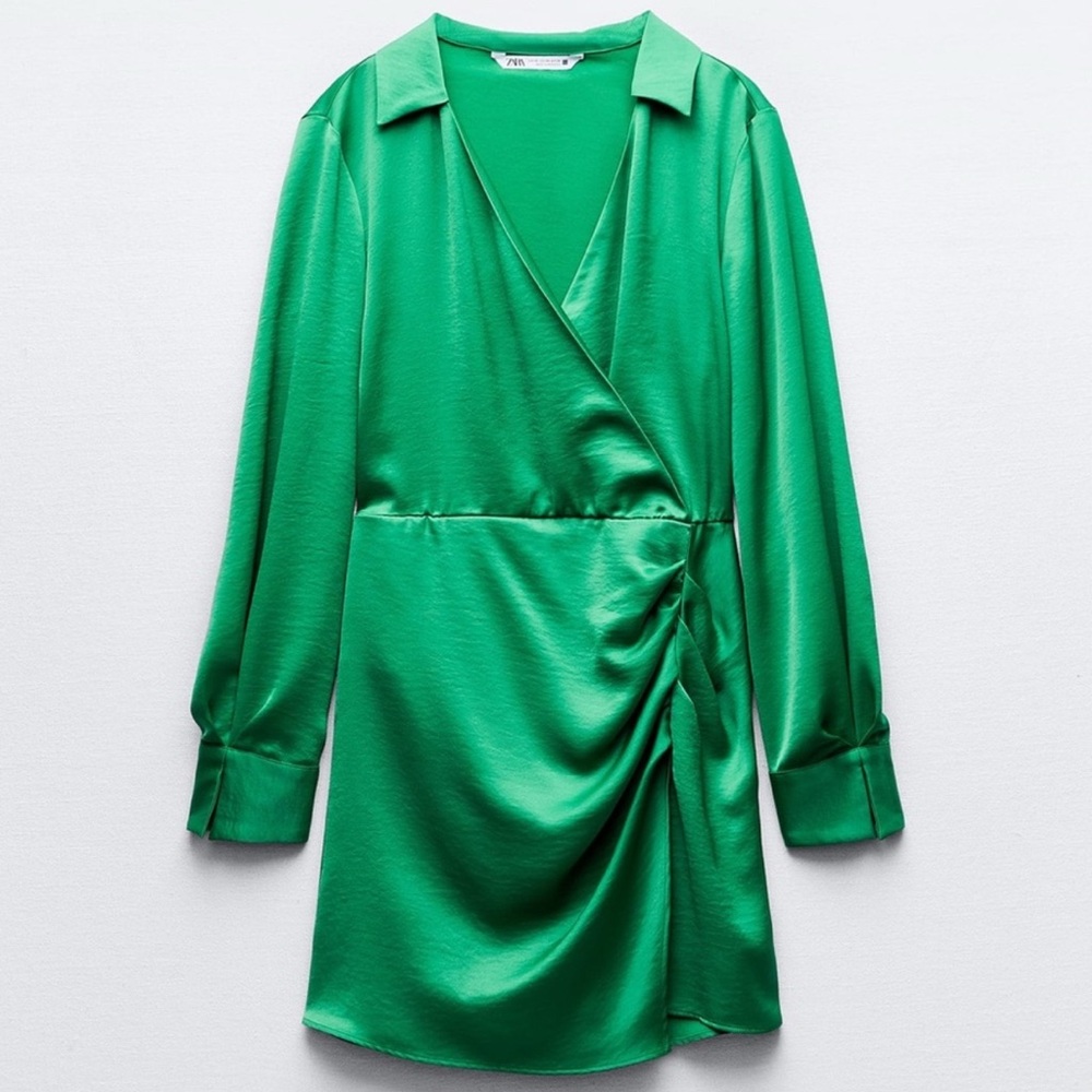 Zara Vibrant Green Wrap Dress S/M